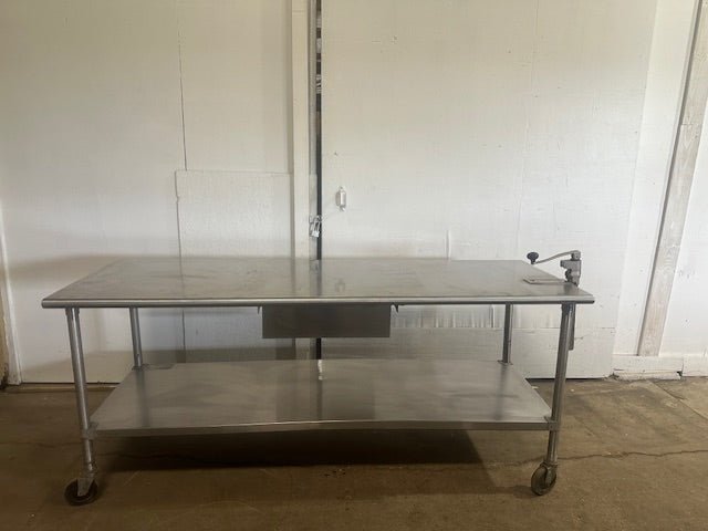 EAGLE S.S H.D COMMERCIAL 84"W x 29.5"D FOOD PREP TABLE WITH CAN OPENER & DRAWER - Second Life - Equipment - collection_name