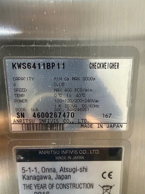 2016 ANRITSU INFIVIS SSV SERIES CHECKWEIGHER 6G - 3000G CONVEYOR KICK OFF STATION - Second Life - Equipment - collection_name