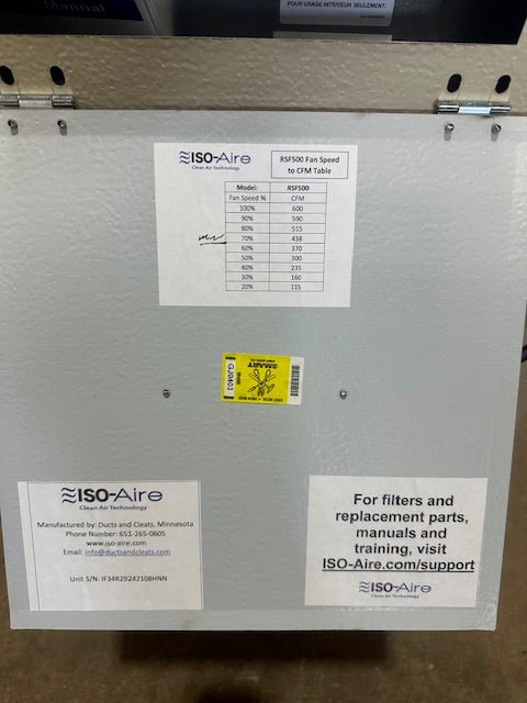 "2021 ISO - AIRE RSF500" COMMERCIAL GRADE HEPA AIR PURIFIERS ON CASTERS, 115V 1PH - Second Life - Equipment - collection_name