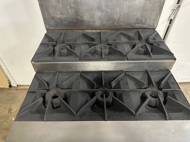 "VULCAN GH6C" COMMERCIAL NATURAL GAS 6 BURNERS RANGE WITH CONVECTION OVEN BASE