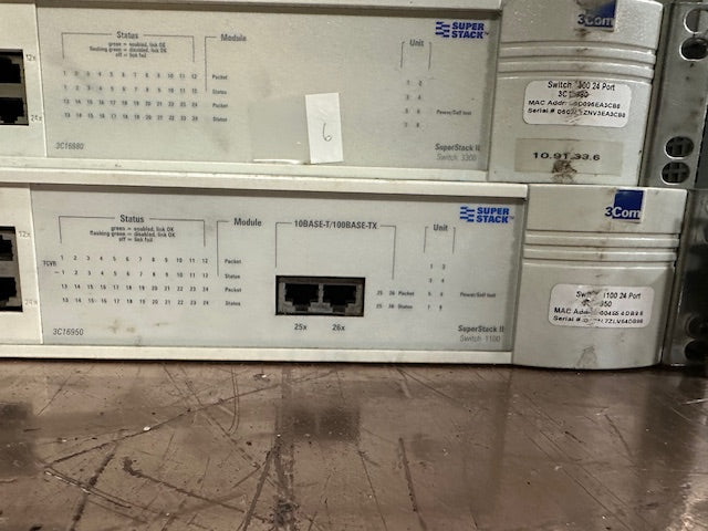 LOT OF 6 3CON SUPERSTACK 24 CHANNEL STACKABLE SWITCHES
