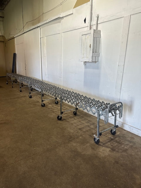 NESTAFLEX 226 SKATE WHEEL CONVEYOR 74"L x 27"H (COMPRESS) -299"L x 46"H(EXPAND), 2"d steel wheels.
