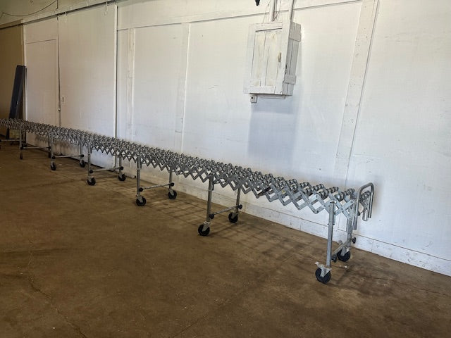 NESTAFLEX 226 SKATE WHEEL CONVEYOR 74"L x 27"H (COMPRESS) -299"L x 46"H(EXPAND), 2"d steel wheels.