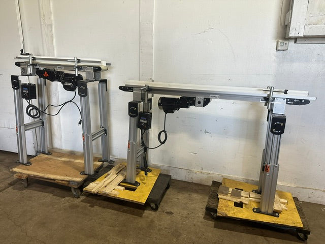 LOT OF 2*DORNER 2200 SERIES LOW PROFILE 6"35/8" Belt Conveyor, ADJUSTABLE HIGH