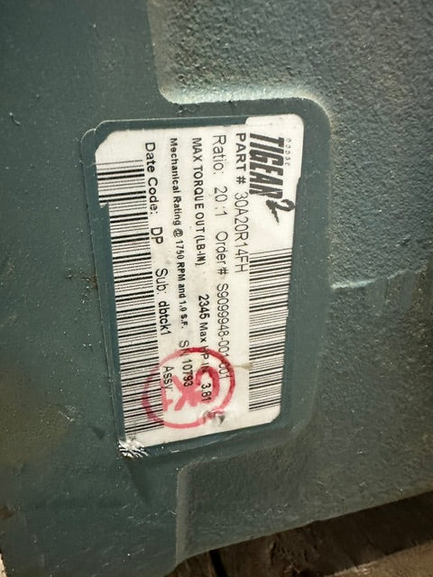 Dodge 30A20R14FH Tigear 2 Worm gearbox 20:1 Reducer , 3.8 hp