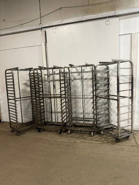 LOT OF 4**H.D OVEN BAKING SHEETS PAN RACKS , CERAMIC WHEEL, 20, 15, 12, 10 TIERS