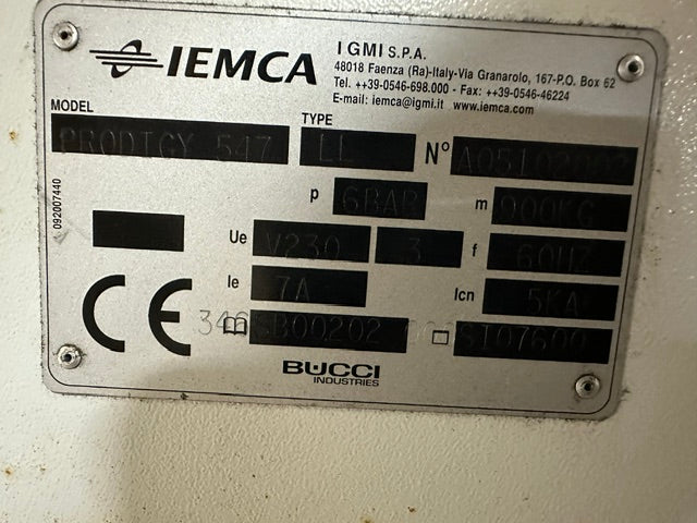 "IEMCA MODEL PRODTGY 547"H.D INDUSTRIAL BARFEEDER, 230V 3PH