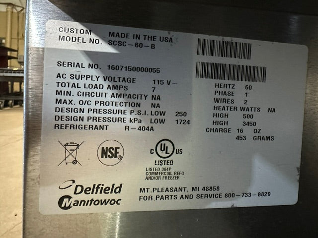 "DELFIELD SCSC-60-B" S.S REFRIGERATED BUFFET TABLE W/SNEEZE GUARD ,115V 1PH