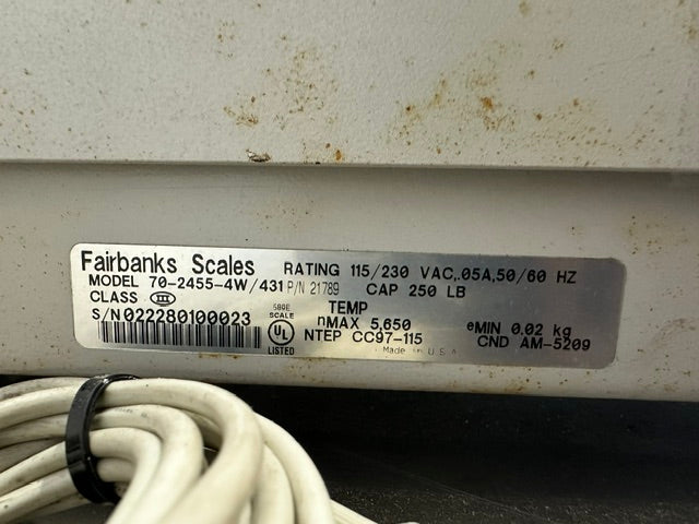 Fairbanks Scales 70-2455-4W/431 Ball Top Digital Shipping Scale, 250 lb