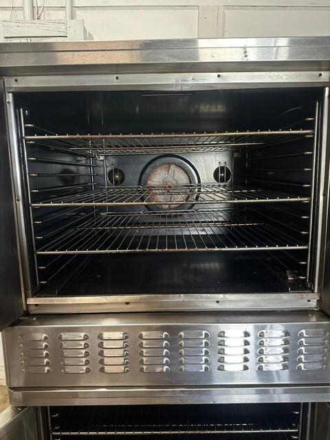 "BLODGETT DFG-200-L-S" COMMERCIAL N GAS DOUBLE STACK CONVECTION OVEN ON CASTER