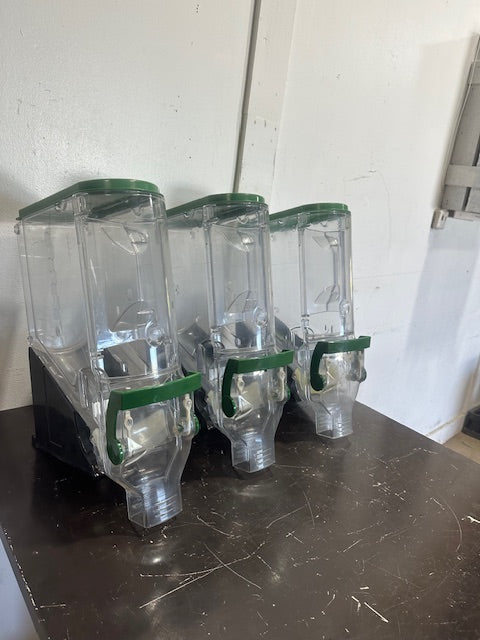 LOT OF 3 TRADE FIXTURES 618/624 COMMERCIAL BULK FOOD GRAVITY BIN DISPENSERS