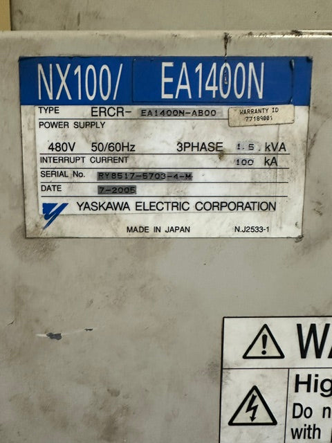 MOTOMAN NX100 CONTROLLER FOR MOTOMAN EA1400N WALL OR CEILING MOUNTED ROBOT ARM