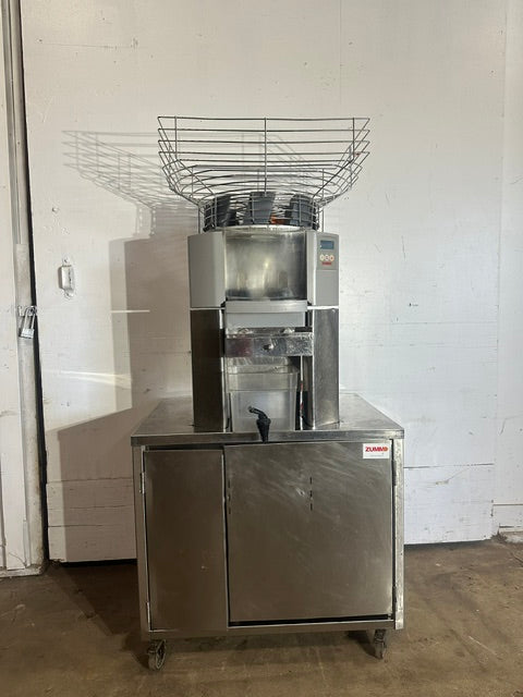 ZUMMO Z14C 110V H.D COMMERCIAL S.S AUTOMATIC CITRUS JUICER MACHINE ON SERVICE CABINET