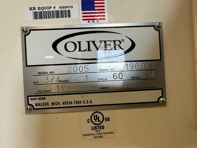 "OLIVER 2005" COMMERCIAL C/TOP VARI-SLICER-THICKNESS BREAD SLICER MACHINE, 1PH