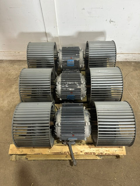 LOT OF 3***DUAL SQUIRREL CAGE FAN/AIR BLOWERS W/ 5.94HP GOULD MOTOR 3PH,230/460V