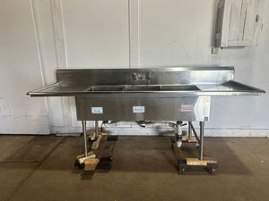 "JOHN BOOS" H.D COMMERCIAL S.S 3 COMPARTMENTS SINK W/ 2 DRAINBOARDS, NSF