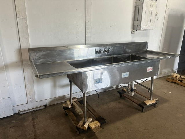 "JOHN BOOS" H.D COMMERCIAL S.S 3 COMPARTMENTS SINK W/ 2 DRAINBOARDS, NSF