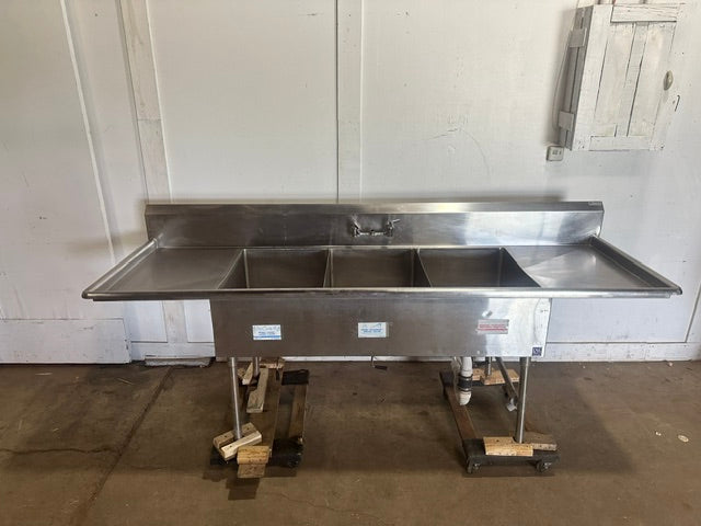 "JOHN BOOS" H.D COMMERCIAL S.S 3 COMPARTMENTS SINK W/ 2 DRAINBOARDS, NSF