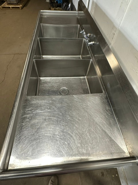 "JOHN BOOS" H.D COMMERCIAL S.S 3 COMPARTMENTS SINK W/ 2 DRAINBOARDS, NSF