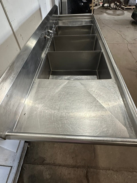 "JOHN BOOS" H.D COMMERCIAL S.S 3 COMPARTMENTS SINK W/ 2 DRAINBOARDS, NSF