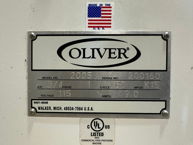 "OLIVER 2005" COMMERCIAL C/TOP VARI-SLICER-THICKNESS BREAD SLICER MACHINE, 1PH
