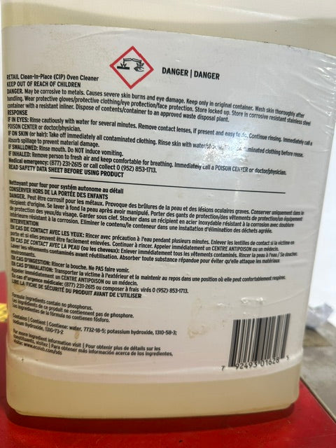 "ECOLAB" RETAIL CLEAN-IN-PLACE(CIP) COMMERCIAL OVEN CLEANER-2.5 GAL(9.5 L)*NEW**