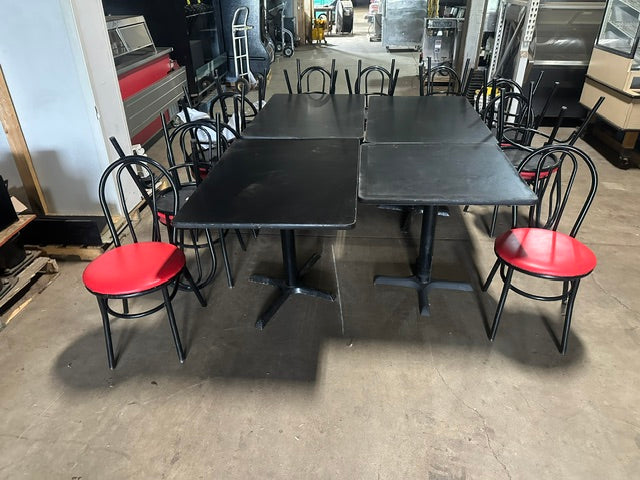 **LOT OF 4*** COMMERCIAL DINE IN TABLES AND 18 CHAIRS FOR RESTAURANT