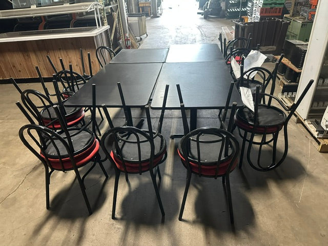 **LOT OF 4*** COMMERCIAL DINE IN TABLES AND 18 CHAIRS FOR RESTAURANT
