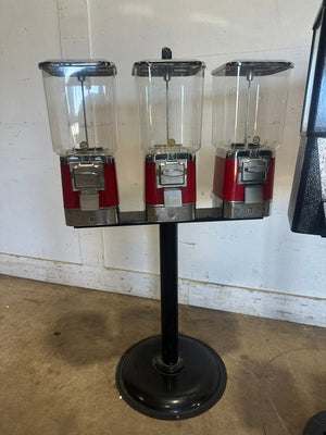 LOT OF 14,&nbsp; OAK&nbsp; Gumball Candy Vending machine ON STAND