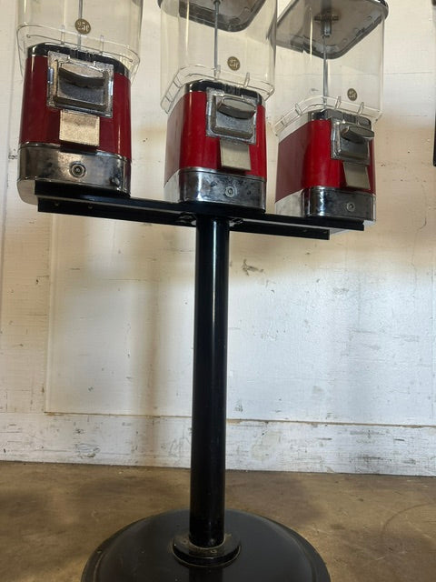 LOT OF 14,&nbsp; OAK&nbsp; Gumball Candy Vending machine ON STAND