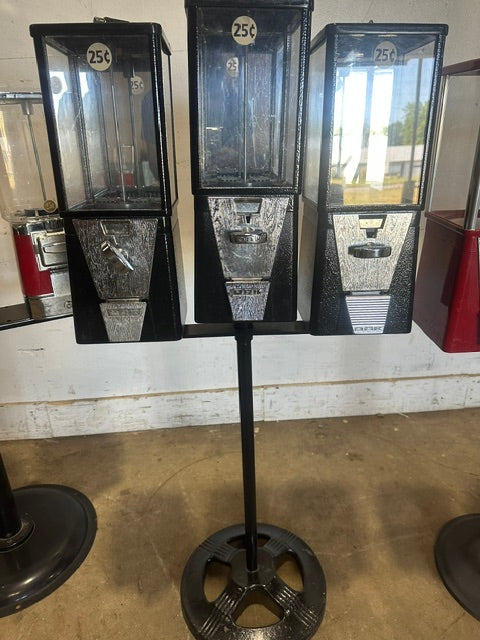 LOT OF 14,&nbsp; OAK&nbsp; Gumball Candy Vending machine ON STAND