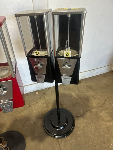 LOT OF 14,&nbsp; OAK&nbsp; Gumball Candy Vending machine ON STAND