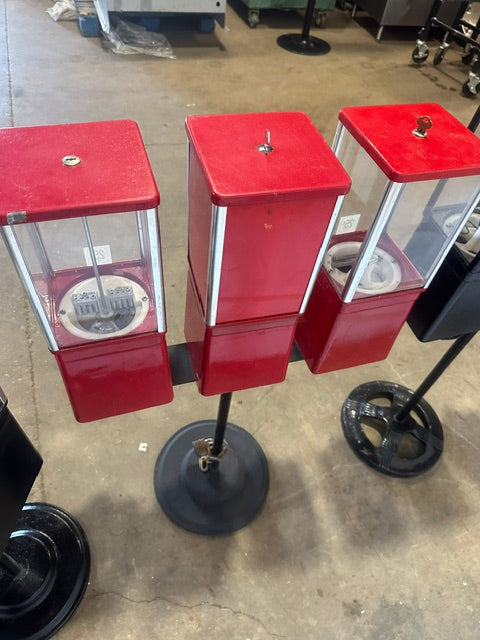 LOT OF 14,&nbsp; OAK&nbsp; Gumball Candy Vending machine ON STAND