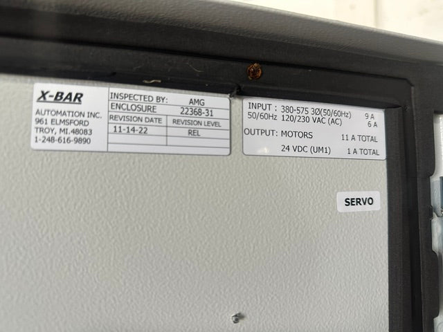 X-bar Automation electrical control drive servo panel with a E308M heat exchange