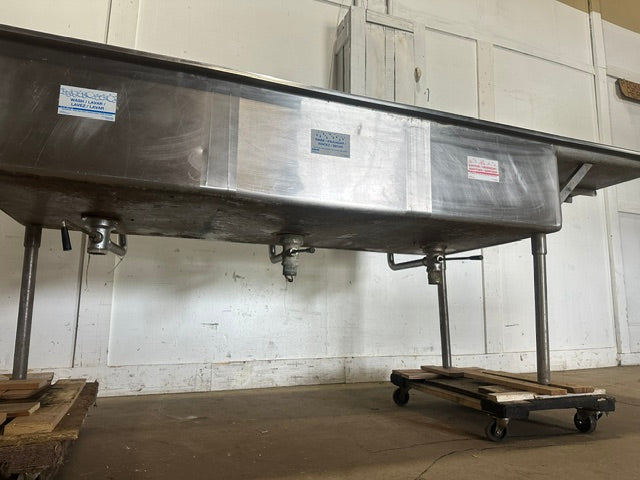 HEAVY DUTY STAINLESS STEEL 3 COMPARTMENT SINK 48x119x32 1/2, 15 GAUGE
