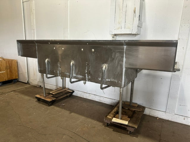HEAVY DUTY STAINLESS STEEL 3 COMPARTMENT SINK 48x119x32 1/2, 15 GAUGE