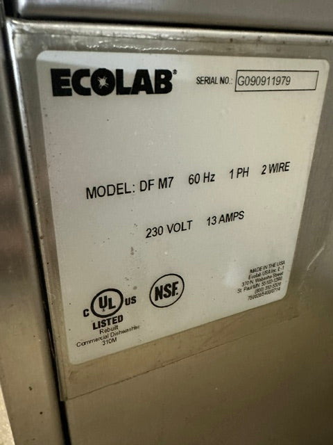 "ECOLAB DF M7 Low temp Commercial Rotary Bar Glass Washer Under-Counter 230v 1ph