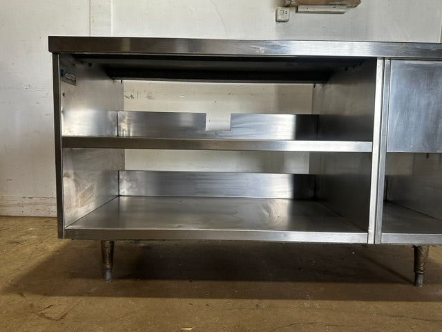 "DELFIELD 160546" S.S PREP TABLE W/OPEN SHELF UTILITY CABINET AND HAND SINK