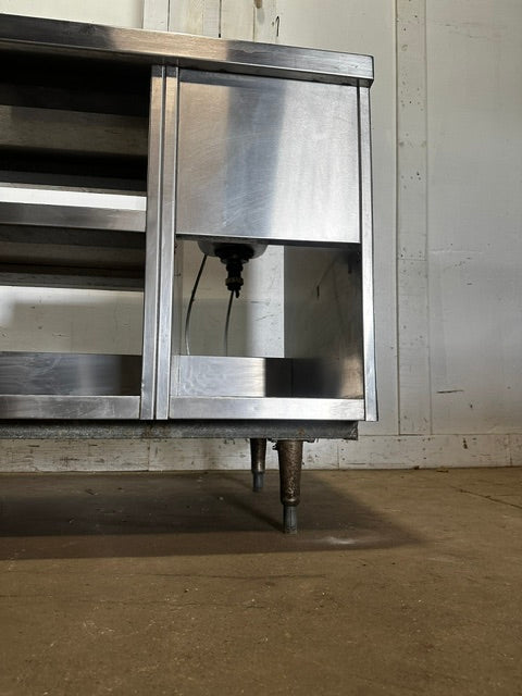 "DELFIELD 160546" S.S PREP TABLE W/OPEN SHELF UTILITY CABINET AND HAND SINK