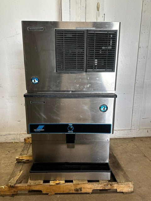 HOSHIZAKI KML-350MAH ICE MAKER W/ATTACHED DISPENSER AND DRIP TRAY