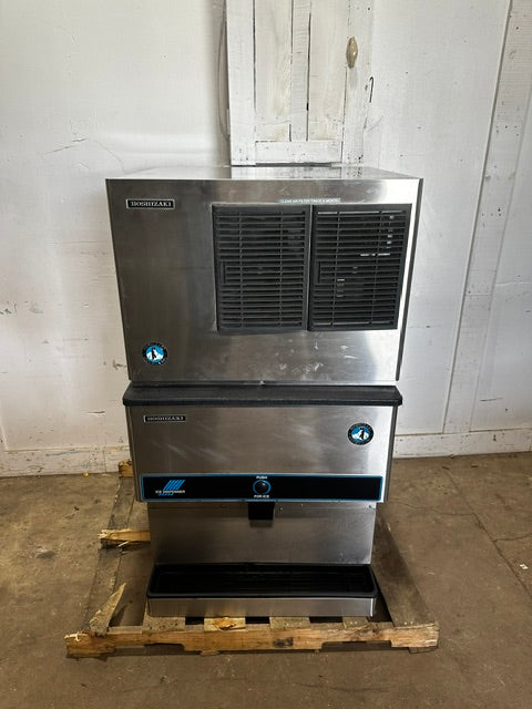 HOSHIZAKI KML-350MAH ICE MAKER W/ATTACHED DISPENSER AND DRIP TRAY
