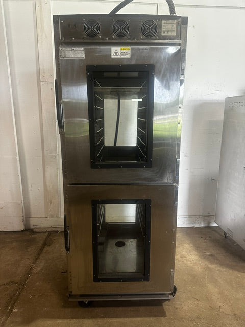 "CRES COR" COMMERCIAL PASS THROUGH ( FRONT AND BACK DOORS) WARMING PROOFER/HOLDING CABINET ON CASTERS, 208V 1PH