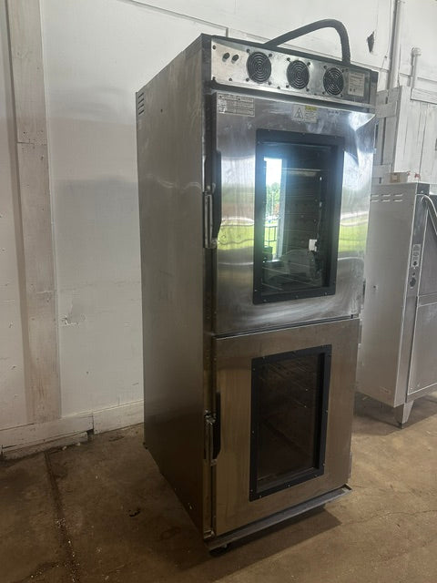 "CRES COR" COMMERCIAL PASS THROUGH ( FRONT AND BACK DOORS) WARMING PROOFER/HOLDING CABINET ON CASTERS, 208V 1PH