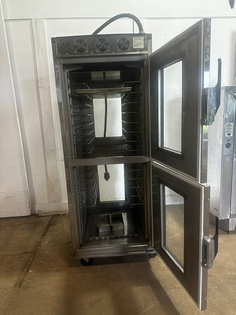 "CRES COR" COMMERCIAL PASS THROUGH ( FRONT AND BACK DOORS) WARMING PROOFER/HOLDING CABINET ON CASTERS, 208V 1PH