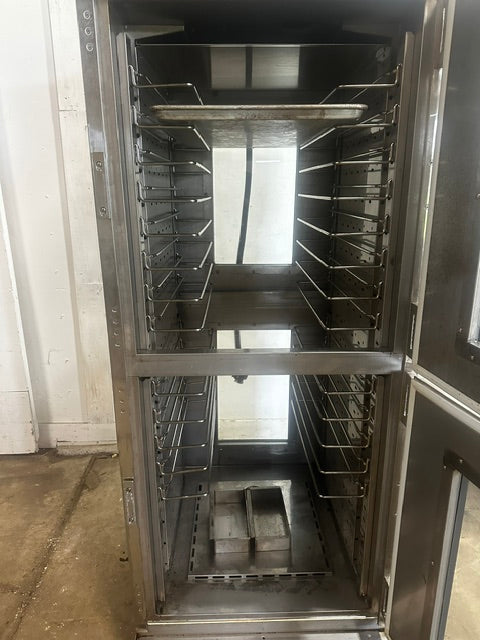 "CRES COR" COMMERCIAL PASS THROUGH ( FRONT AND BACK DOORS) WARMING PROOFER/HOLDING CABINET ON CASTERS, 208V 1PH