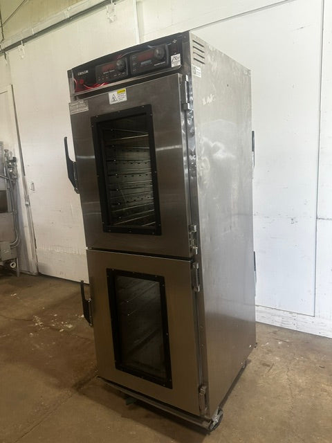 "CRES COR" COMMERCIAL PASS THROUGH ( FRONT AND BACK DOORS) WARMING PROOFER/HOLDING CABINET ON CASTERS, 208V 1PH