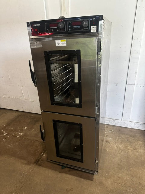 "CRES COR" COMMERCIAL PASS THROUGH ( FRONT AND BACK DOORS) WARMING PROOFER/HOLDING CABINET ON CASTERS, 208V 1PH