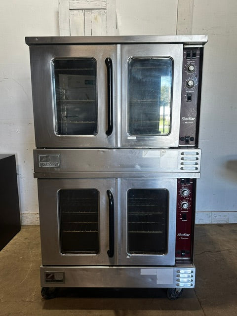"SOUTHBEND SLGS/22SC"H.D COMMERCIAL N GAS DOUBLE STACK CONVECTION OVEN ON CASTER