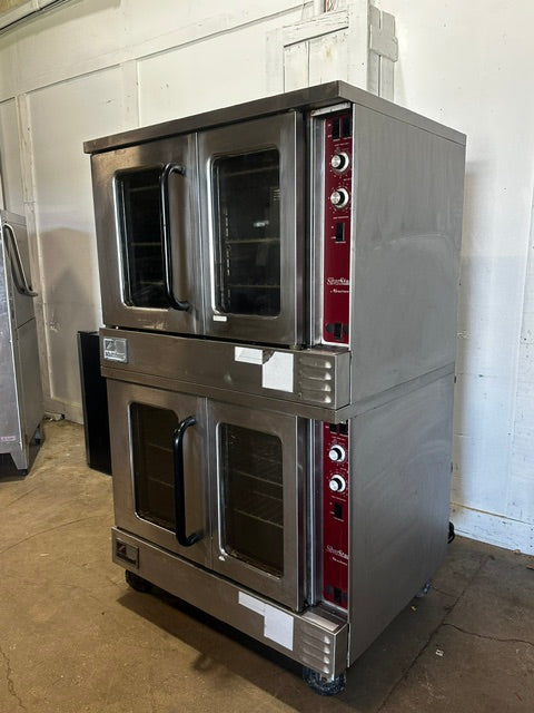 "SOUTHBEND SLGS/22SC"H.D COMMERCIAL N GAS DOUBLE STACK CONVECTION OVEN ON CASTER