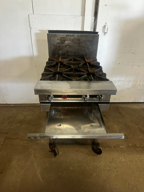 "JADE JMRH-41A" H.D COMMERCIAL N GAS 4 BURNER STOVE ON CASTER, 3,5000 BTU/HR